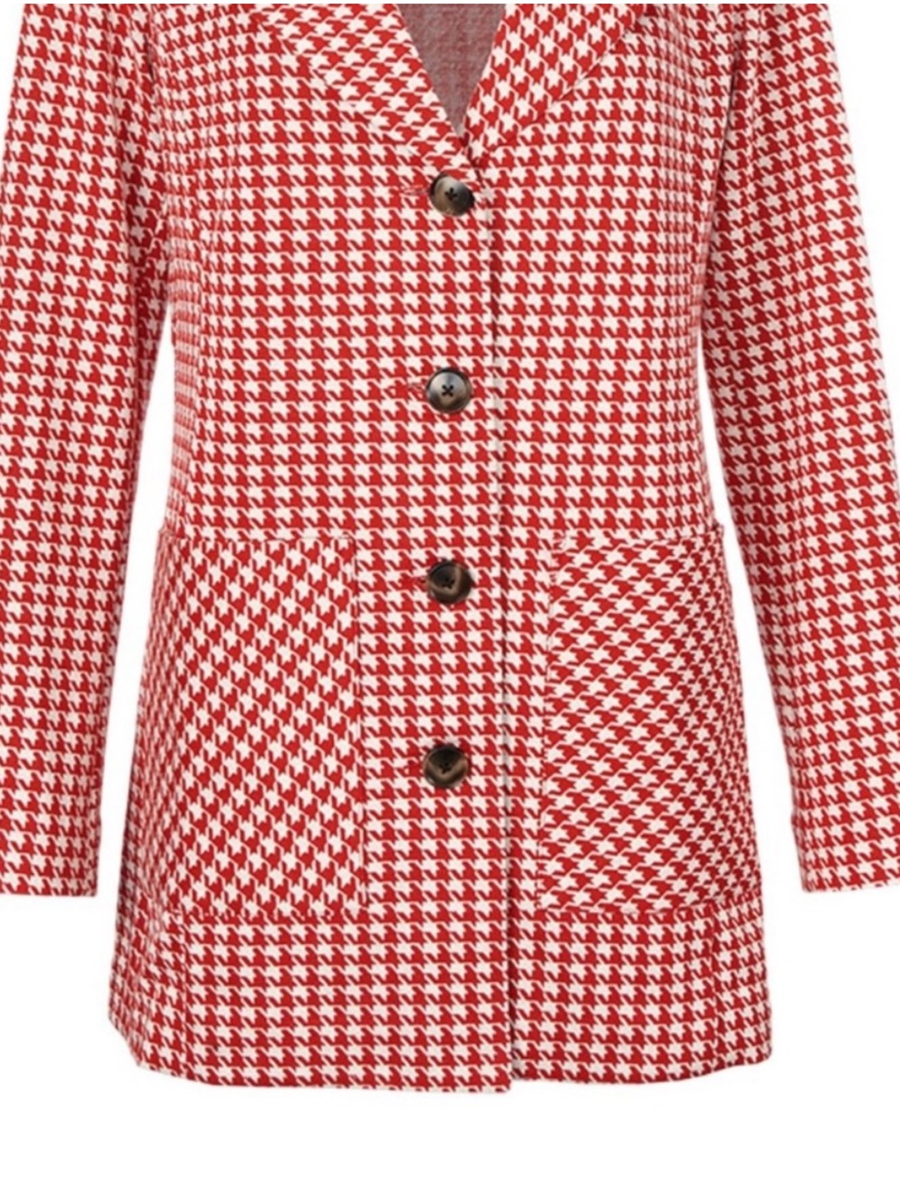 CABI STYLE# 4249 Red & White Houndstooth Jacket - Size L - NWOT! - Picture 3 of 11